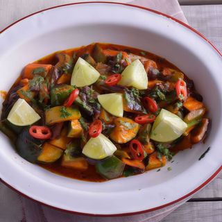 Verduras al curry rojo (medio picante)