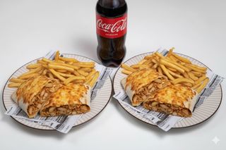 Oferta 2 tacos + patatas + Coca-Cola Sabor Original botella 2L.