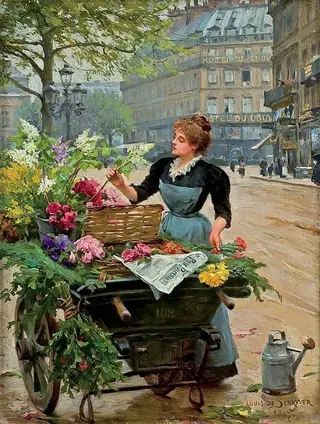 Cartão-postal Florista em Paris - 1980