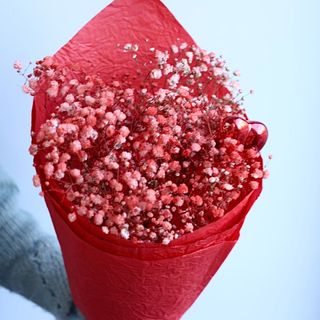 Bukiet z czerwonej gipsówki z serduszkiem (5 gałązek)