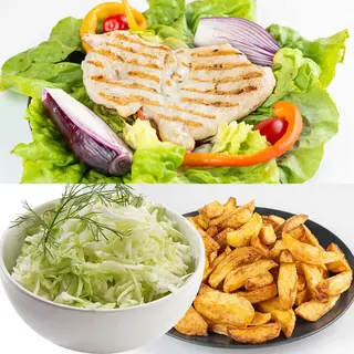 Piept Pui Dezosat + Cartofi Prăjiți + Salată De Varză 250g/150g/150g