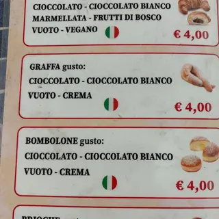 Graffa farcita: cioccolato/cioccolato bianco/vuoto/crema