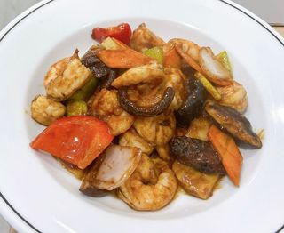 Gambas Con Bambú Y Setas