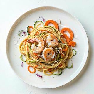 Spaghetti di soia con gamberi
