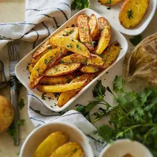 Potato Wedges with Beef Stew