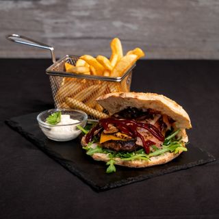 Meniu Burger Funghi (Burger vită + cartofi) home made