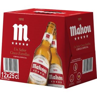 MAHOU CERVEZA CINCO ESTRELLAS PACK 12 UDS 25 CL