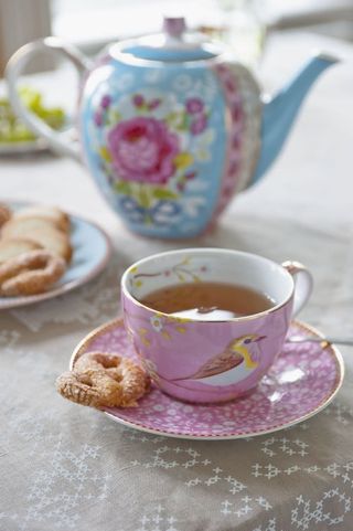 Early Bird ceasca si farfurie ceai roz