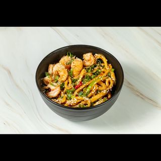 ლაფშა არაქისის სოუსი კრევეტით