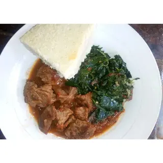 Beef Stew With Ugali & Spinach