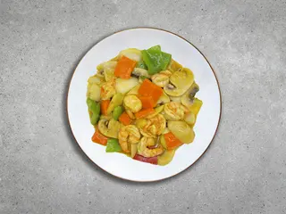 Gambas con Salsa de Curry