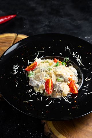 Феттучини с ростбифом из телятины