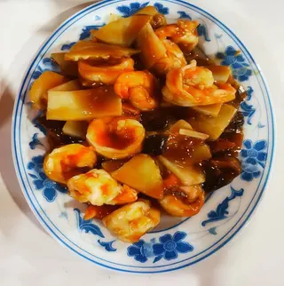 Gambas Con Bambú Y Setas Chinas