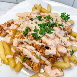 Loaded fries with chicken crispy 