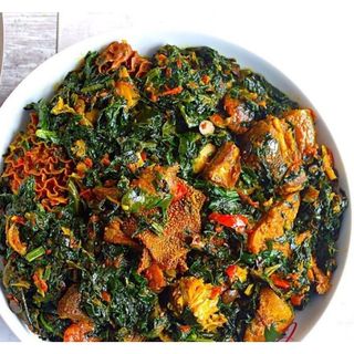 Efo riro with Choice of Swallow and Beef