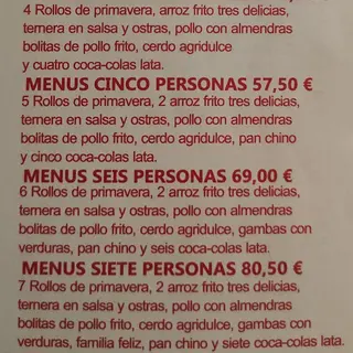 Menú Para 7 Personas