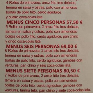 Menú Para 7 Personas