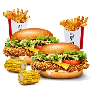  2 Burger La Coronel + 2 Patatas + 2 Mazorcas