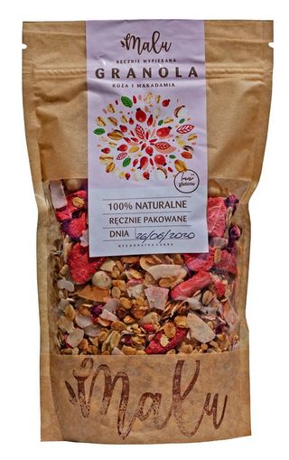 GRANOLA RÓŻA I MACADAMIA 360G MALU