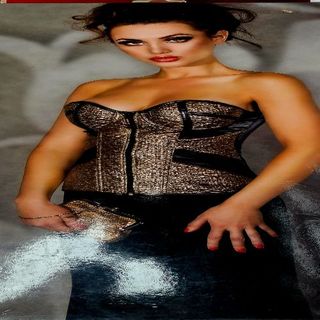 Corsé Dorado Y Negro Estampado Con Tanga S/m