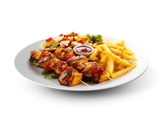 Brochette de Poulet avec Frites