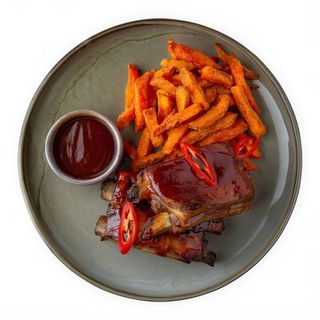 Baby ribs con boniato asado