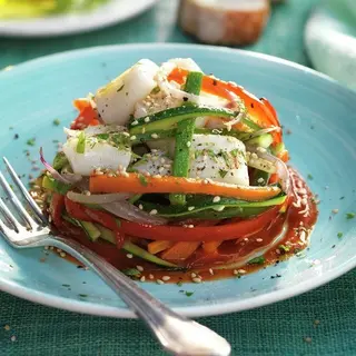 Milhojas De Dorada Con Verduras Thai