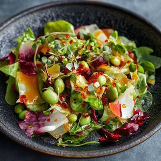 Roasted Vegetable Salad with Edamame and Chicory