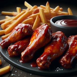 BBQ wings 6szt + frytki