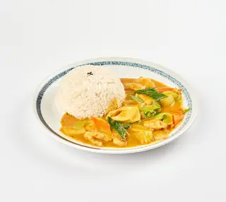 Riso bianco con pollo al curry
