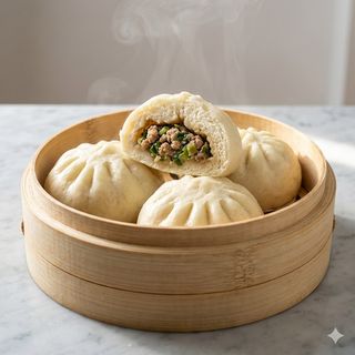 Baozi con carne e verdure al vapore 4 pezzi