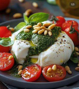 Ensalada de burrata al pesto