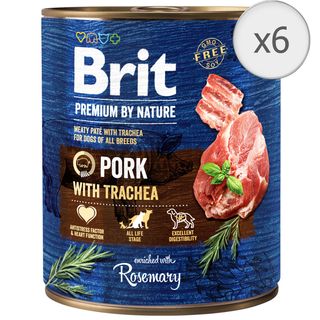 Hrana umeda caini Brit Premium, Pork With Trachea, 6 x 800g