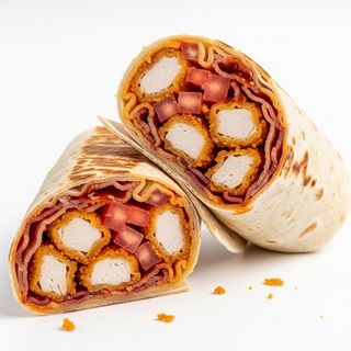 Wrap pollo croccante, bacon, pomodoro e BBQ