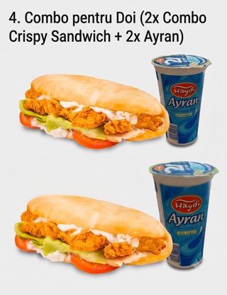 Combo pentru Doi Crispy  Sandwich + Ayran