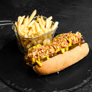 Hot Dog Whiplash + Patatas Pritas