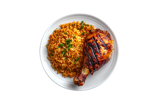 Jollof Rice + 1/8 Chicken with Plain Garnishing