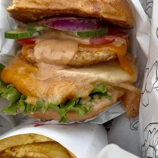 1 BBQ Ground chicken burger+1 Fries + 1 Soda