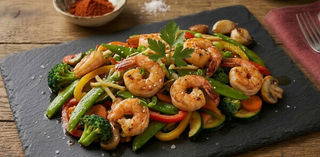 Wok De Verduras Con Gambas