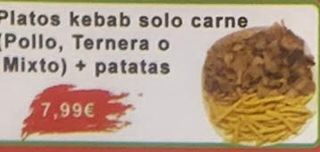 Plato Kebab Solo Carne Con Patatas