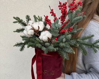 Świąteczny flowerbox czerwony