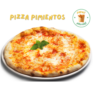 Pizza Pimientos  con bebida.