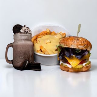 CHEESY CLASSIC BURGER + CHEESY FRIES+ MILKSHAKE