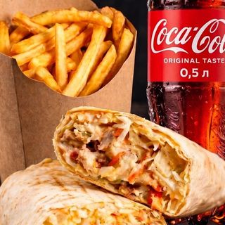 Комбо XL: шаурма зі свининою + Фрі (велика) + Напій