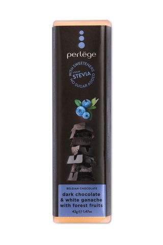 Perlége черен шоколад с пралина и ганаш от боровинки (42г)