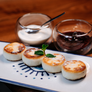 Homemade Syrniki with topping