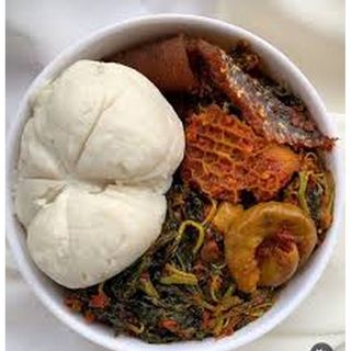 Pounded Yam and Vegetable Soup