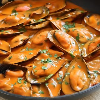 Mejillón Extra Gallego Con Salsa Casera De Tomate Al Toque De Kimtxi