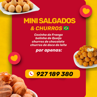 50 Churros + salgadinho variados 