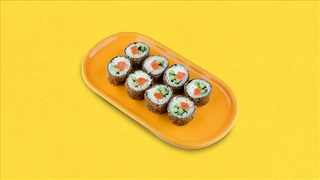 Жаренный кимпаб с лососем